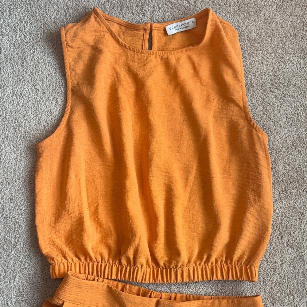 Orange Sleeveless Top and Pants Set - Picture 3 of 8